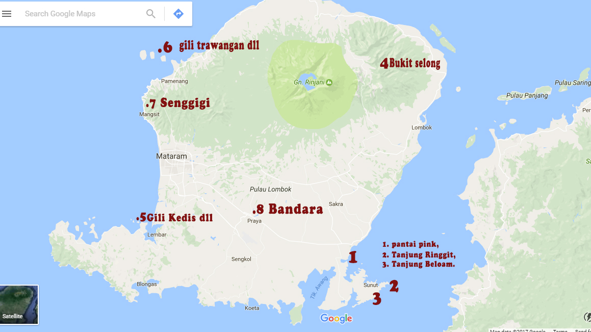 Lombok Wisata Map 